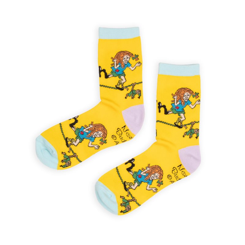 Pippi Långstrump & Herr Nilsson damstrumpor gul