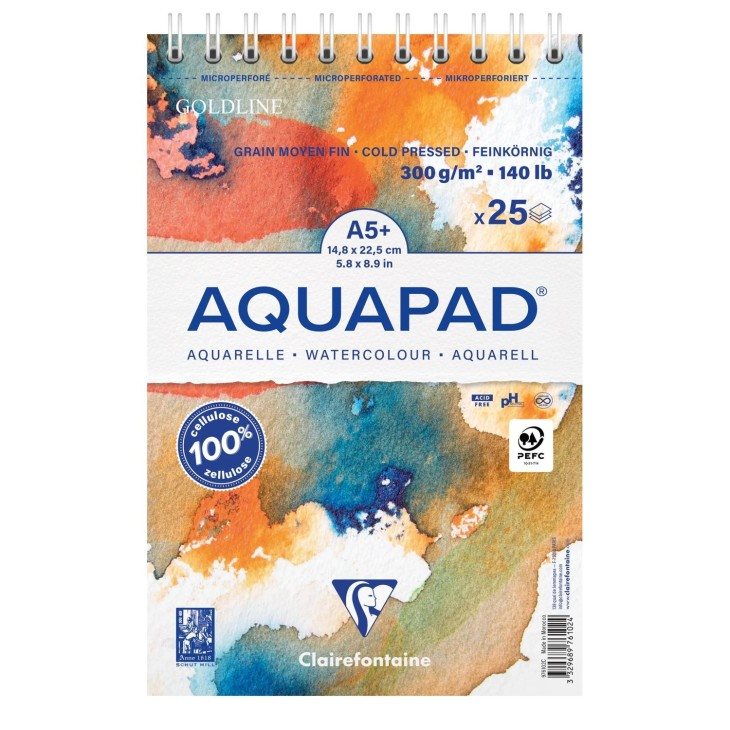 Block A5+ 300g/m2 - Perforerat Aquapad Wire-O