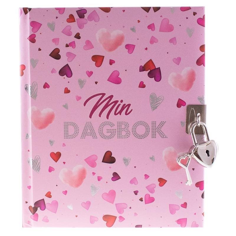 Dagbok "Min Dagbok" med hjärtan