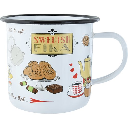 Mugg Handmålad i emalj - Swedish Fika