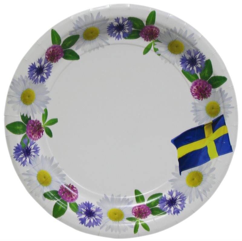 Tallrik Svenska Flaggan 23cm 8-pack