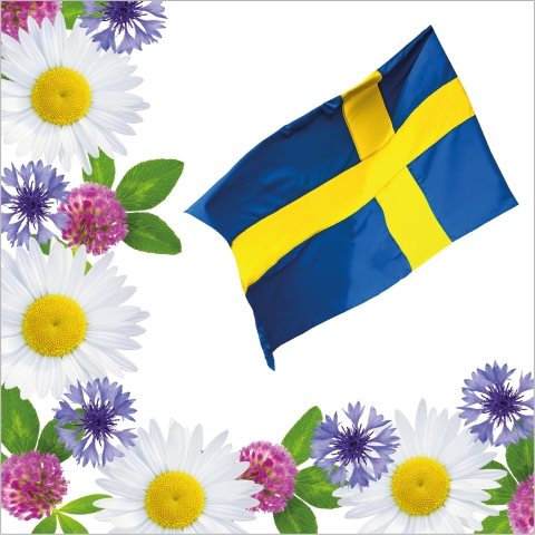 Servett Blommor & Flagga 33x33 20-pack