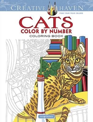 Creative haven cats color by number coloring book