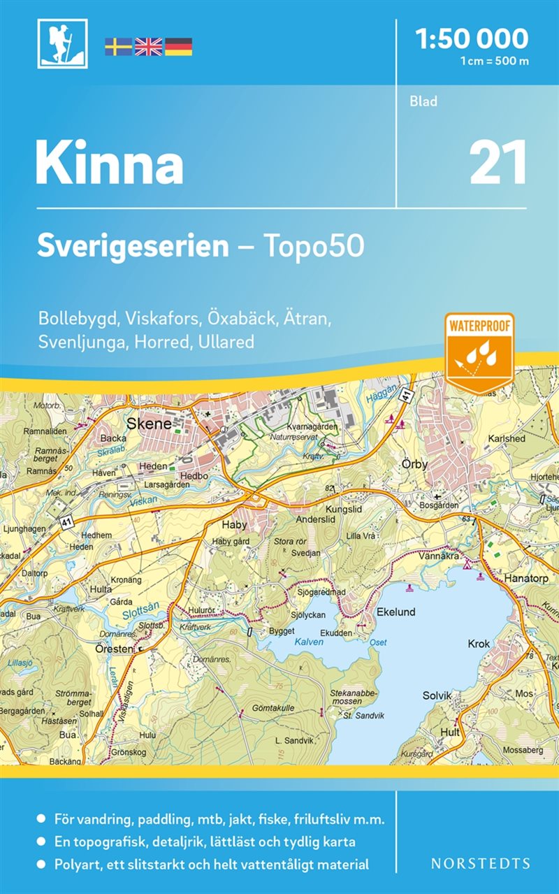 21 Kinna Sverigeserien Topo50 : Skala 1:50 000