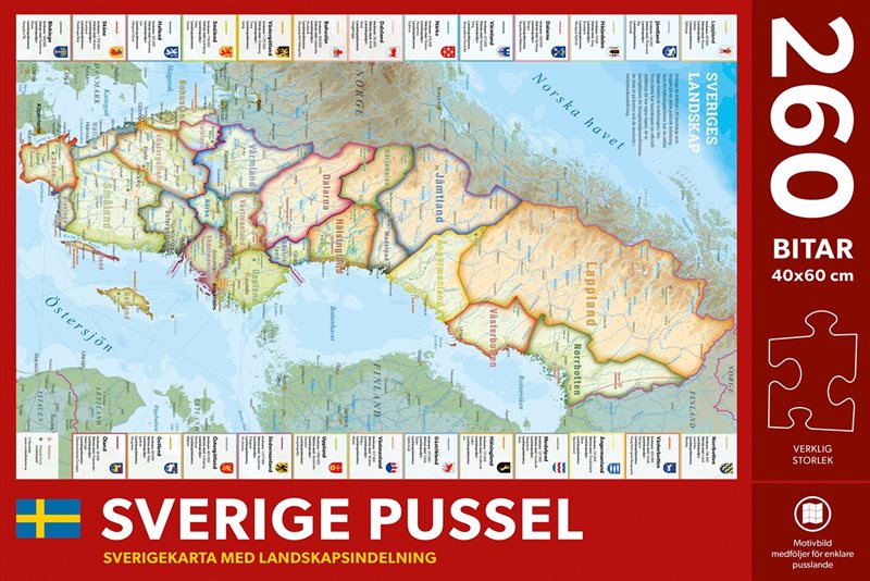 Sverige med landskap Pussel 260 bitar