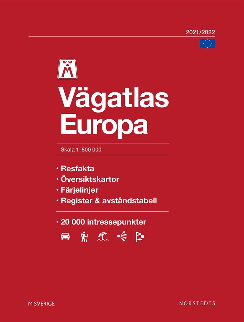 M Vägatlas Europa 2021-2022 : Skala 1:800 000