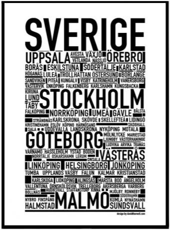 Wallstars Poster Sverige Plansch 